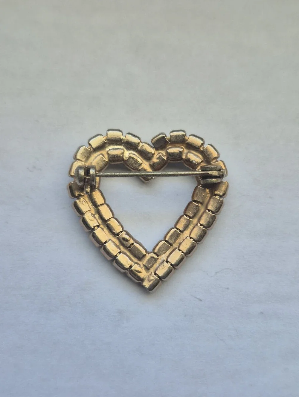 Vintage Aqua Blue Rhinestone Heart Brooch